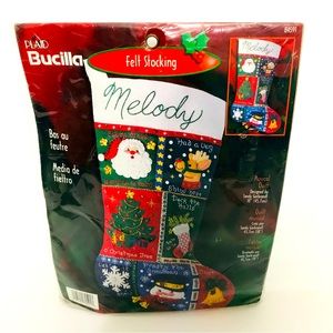 2001 Bucilla Musical Quilt 18” Christmas Felt Stocking Kit 84591 NOS NIP